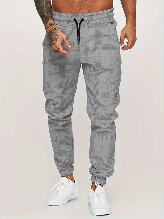 Fashionable Grid Jogger Pants for Men - Lusomart