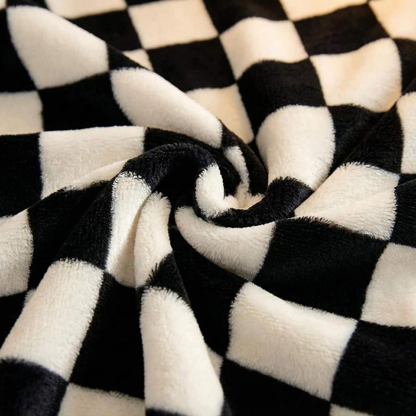 Classic Black White Plaid Throw Blanket