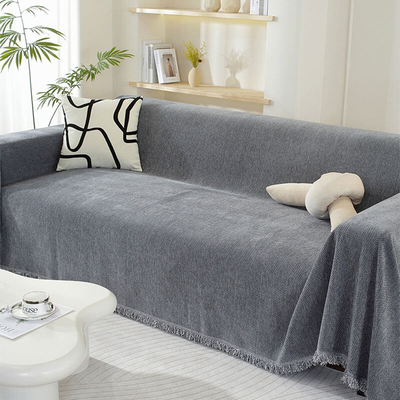 Soft Plush Throw Blanket with Tassels for Sofa