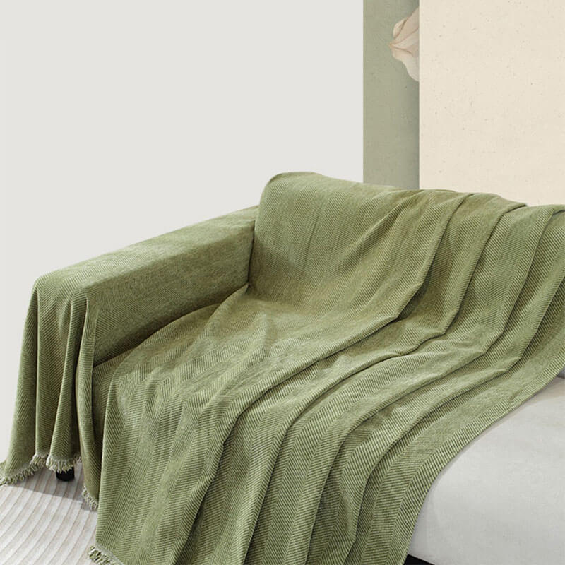 Soft Plush Throw Blanket with Tassels for Sofa
