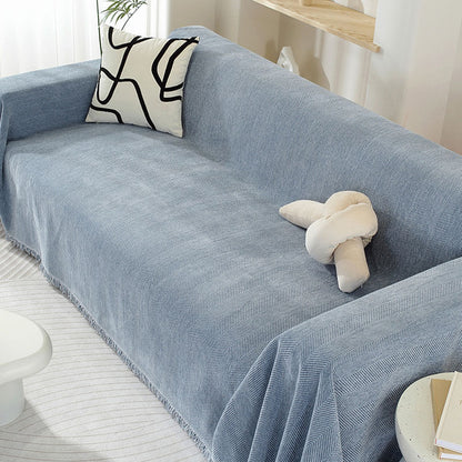 Soft Plush Throw Blanket with Tassels for Sofa