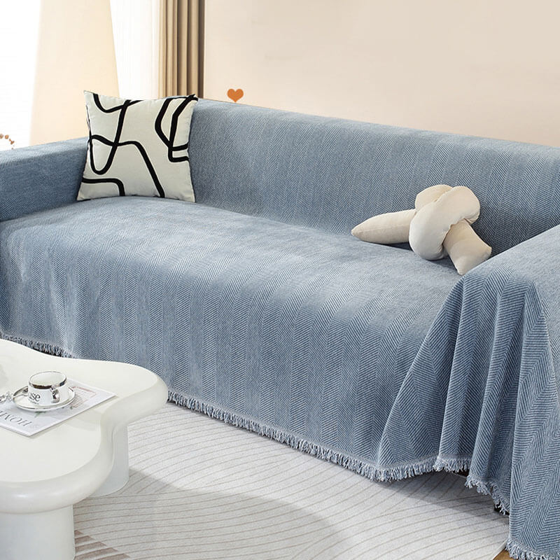 Soft Plush Throw Blanket with Tassels for Sofa