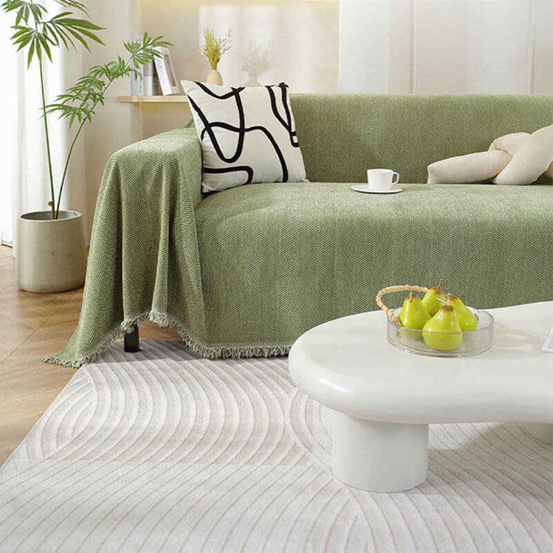 Soft Plush Throw Blanket with Tassels for Sofa