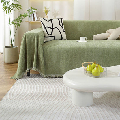 Soft Plush Throw Blanket with Tassels for Sofa