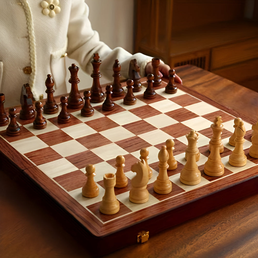 Traditional Wood Chess Board Set with Box