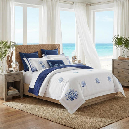 Luxurious Navy Blue Embroidered Bedding Set Cotton Duvet Cover