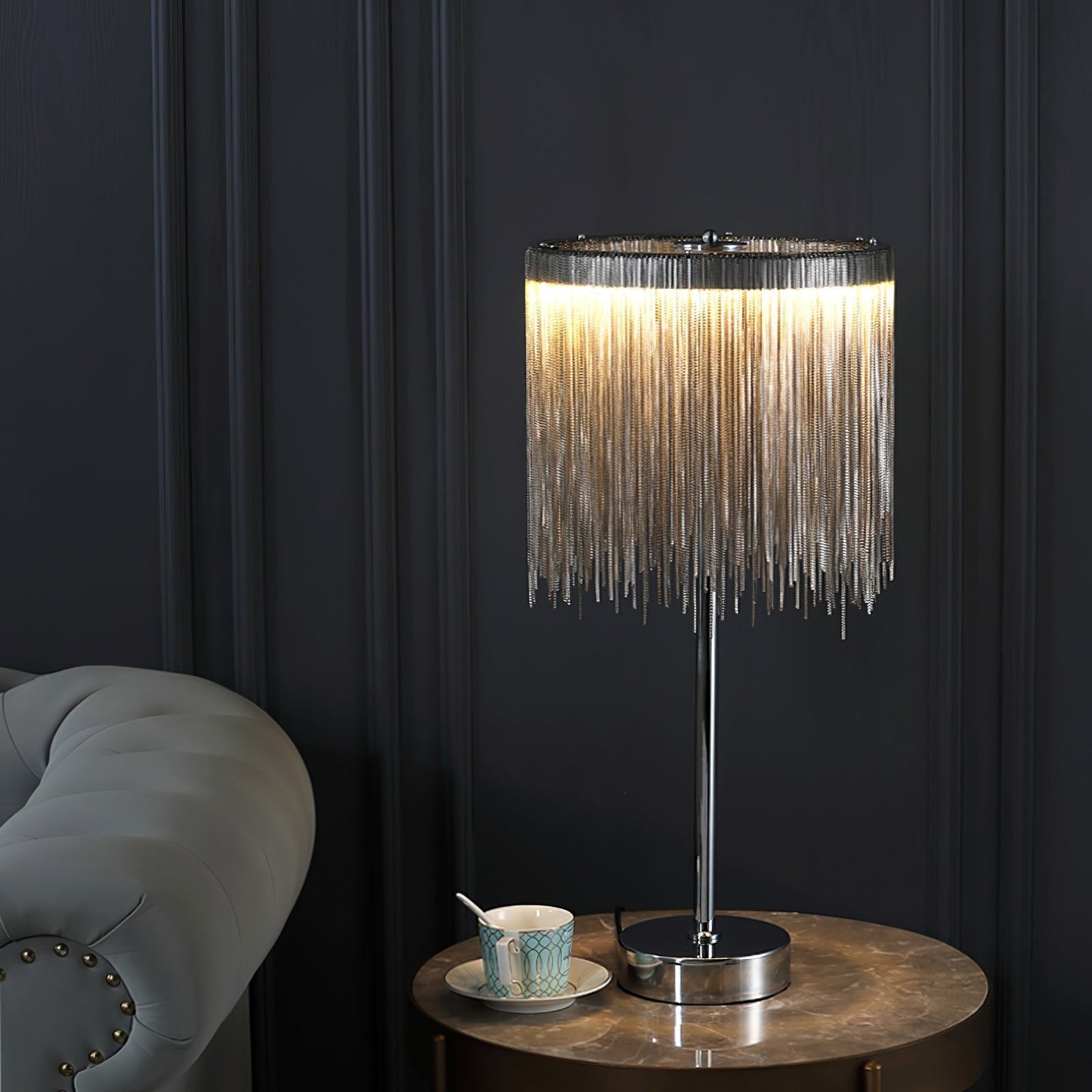 ChicGlow - Table Lamp with Sophisticated Tassel Details and Ambient Lighting 1