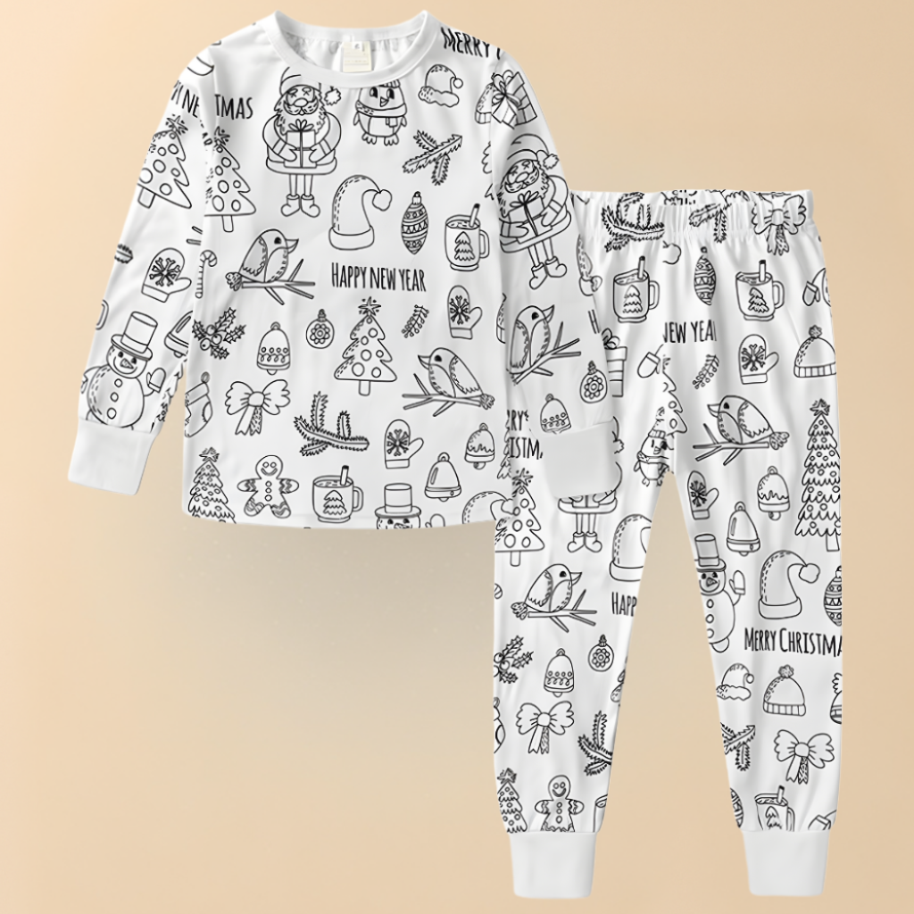 Fun Christmas Kids Pajama Coloring Gift Set - Lusomart