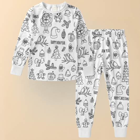 Fun Christmas Kids Pajama Coloring Gift Set - Lusomart