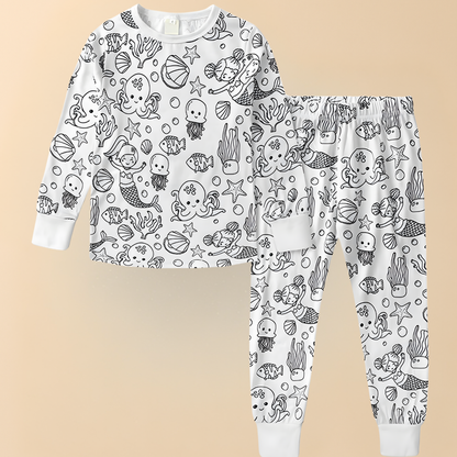 Children's Cotton Pajamas Set Christmas Coloring Fun for Kids 11