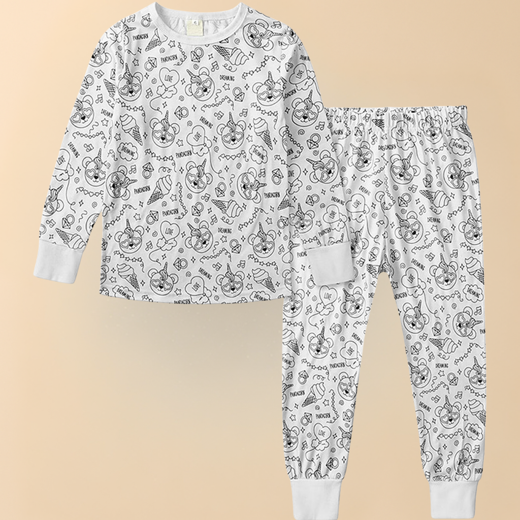 Children's Cotton Pajamas Set Christmas Coloring Fun for Kids 6
