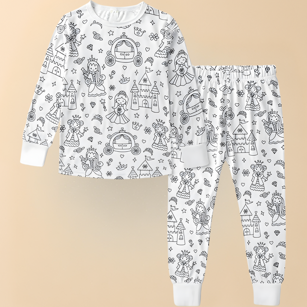 Children's Cotton Pajamas Set Christmas Coloring Fun for Kids 9