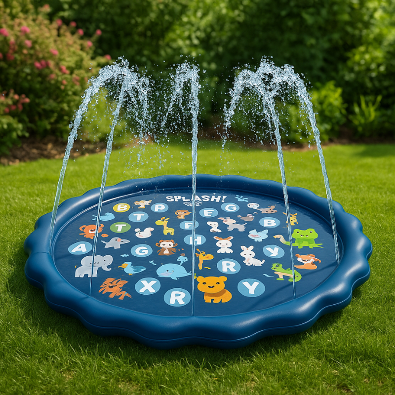 Kids Outdoor Splash Pad Durable Waterproof 100cm Fun Mat - Lusomart