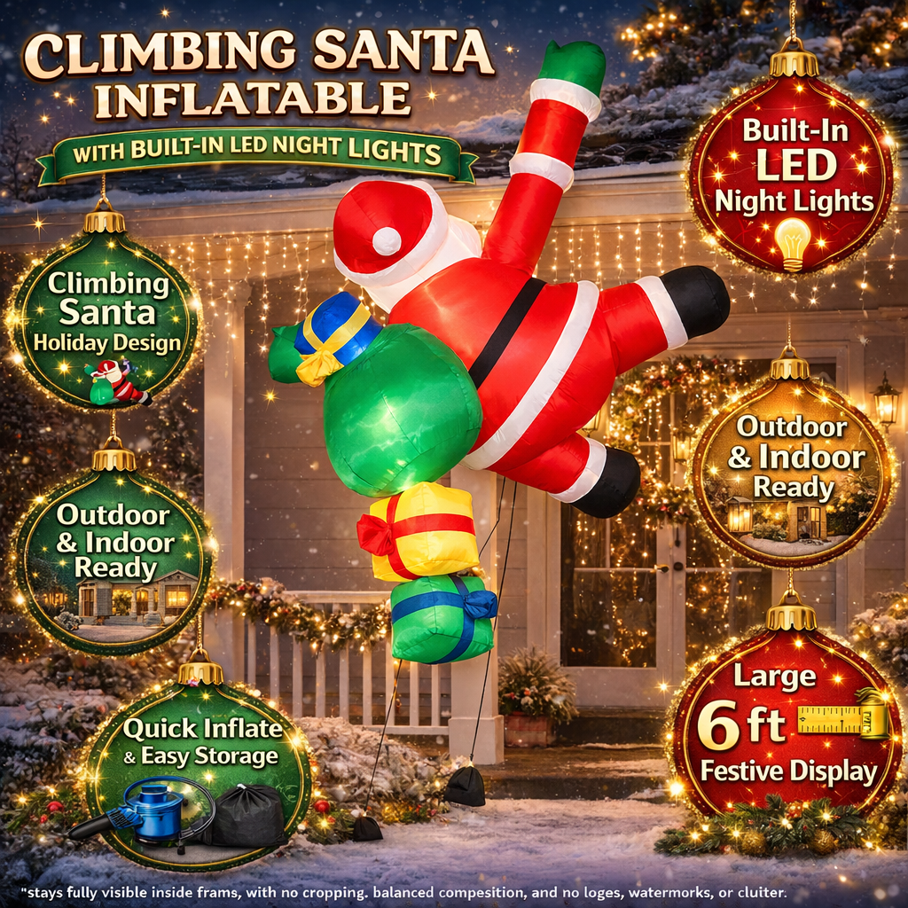 Fun Inflatable Santa Claus Outdoor Holiday Decor Lights