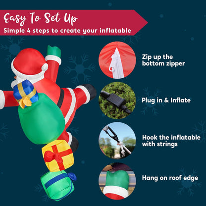 Fun Inflatable Santa Claus Outdoor Holiday Decor Lights