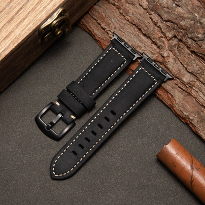 Classic Brown Leather Watch Strap — Iced Pattern
