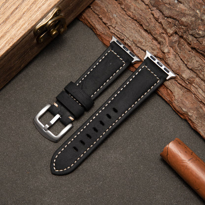 Classic Brown Leather Watch Strap — Iced Pattern