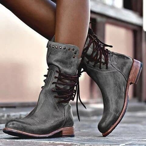 Classic Vintage Calf Boots for Women – Stylish Brown Footwear with Comfortable Fit 1