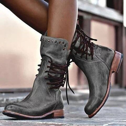 Classic Vintage Calf Boots for Women – Stylish Brown Footwear with Comfortable Fit 1