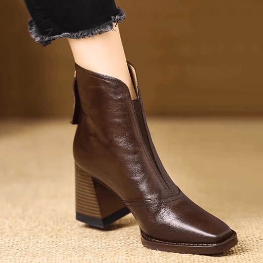 Classic Black Ankle Boots with Low Heel - Lusomart