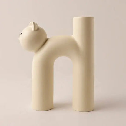 Clem Marble Cat Shaped Ceramic Flower Vase Inovessa