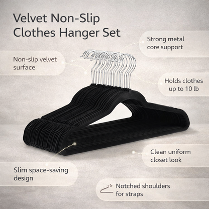 Premium Velvet Hangers Non Slip Closet Organizers Set