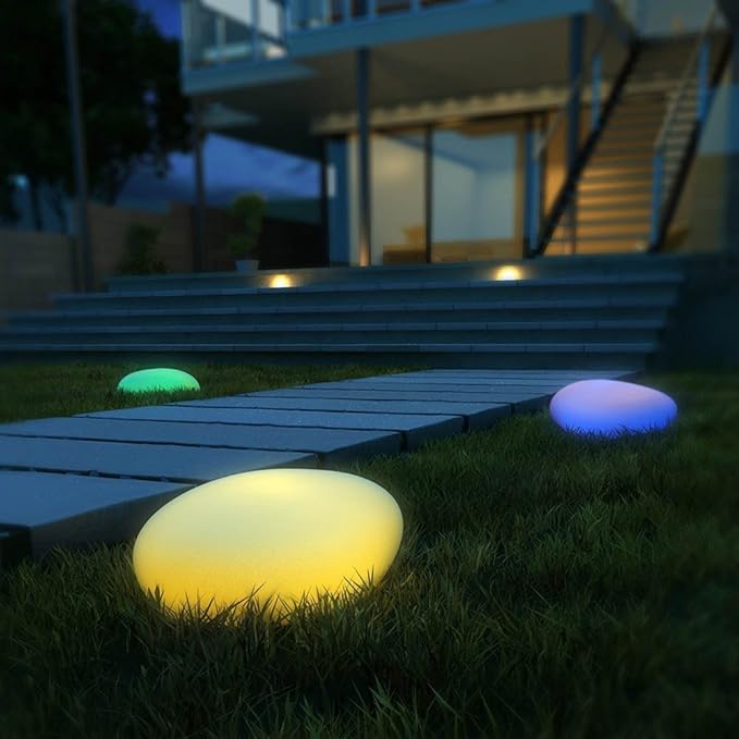 Solar Powered Colorful Rock Garden Lamp