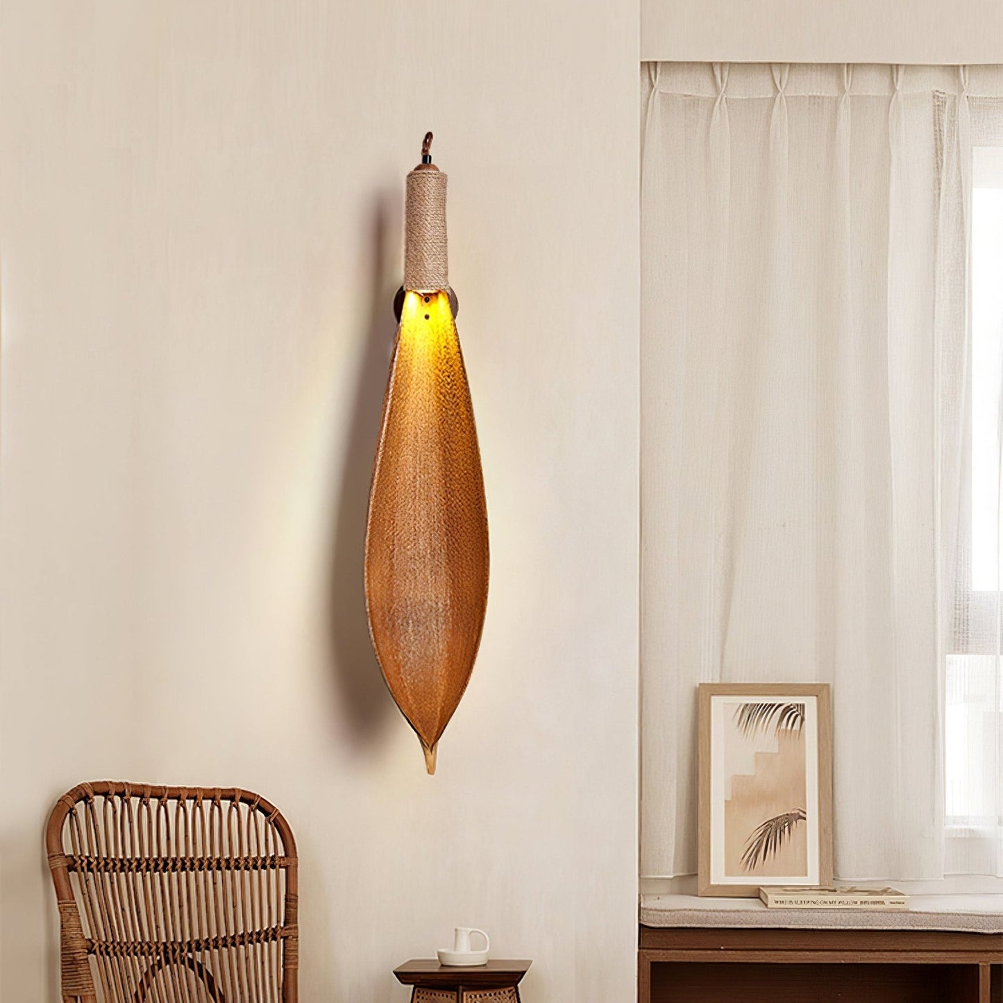 CocoaGlow | Rustic Natural Wall Lamp with Organic Jute Design 4
