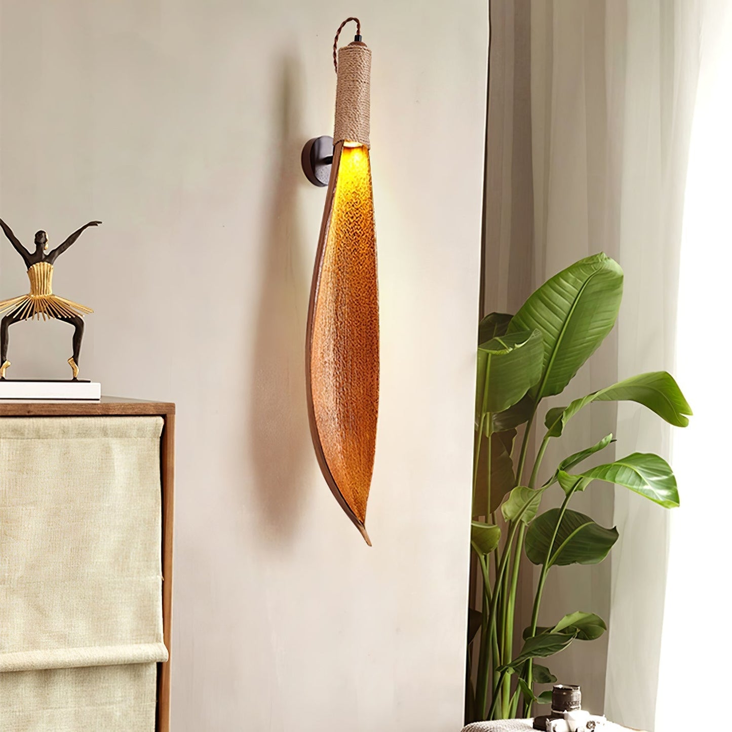 CocoaGlow | Rustic Natural Wall Lamp with Organic Jute Design 6