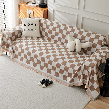 Plaid Geometric Edge Throw Sofa Cover Blanket