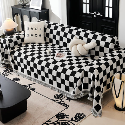 Plaid Geometric Edge Throw Sofa Cover Blanket - Lusomart
