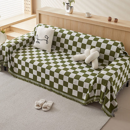 Plaid Geometric Edge Throw Sofa Cover Blanket