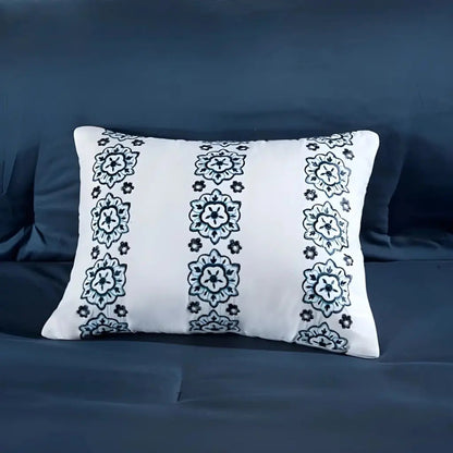 Complete queen bedding set with comforter sheets pillowcases shams and decorative pillow in boho style
