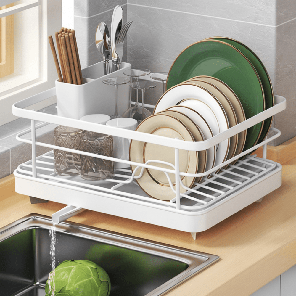 Space Saving Stainless Steel Dish Drain Rack