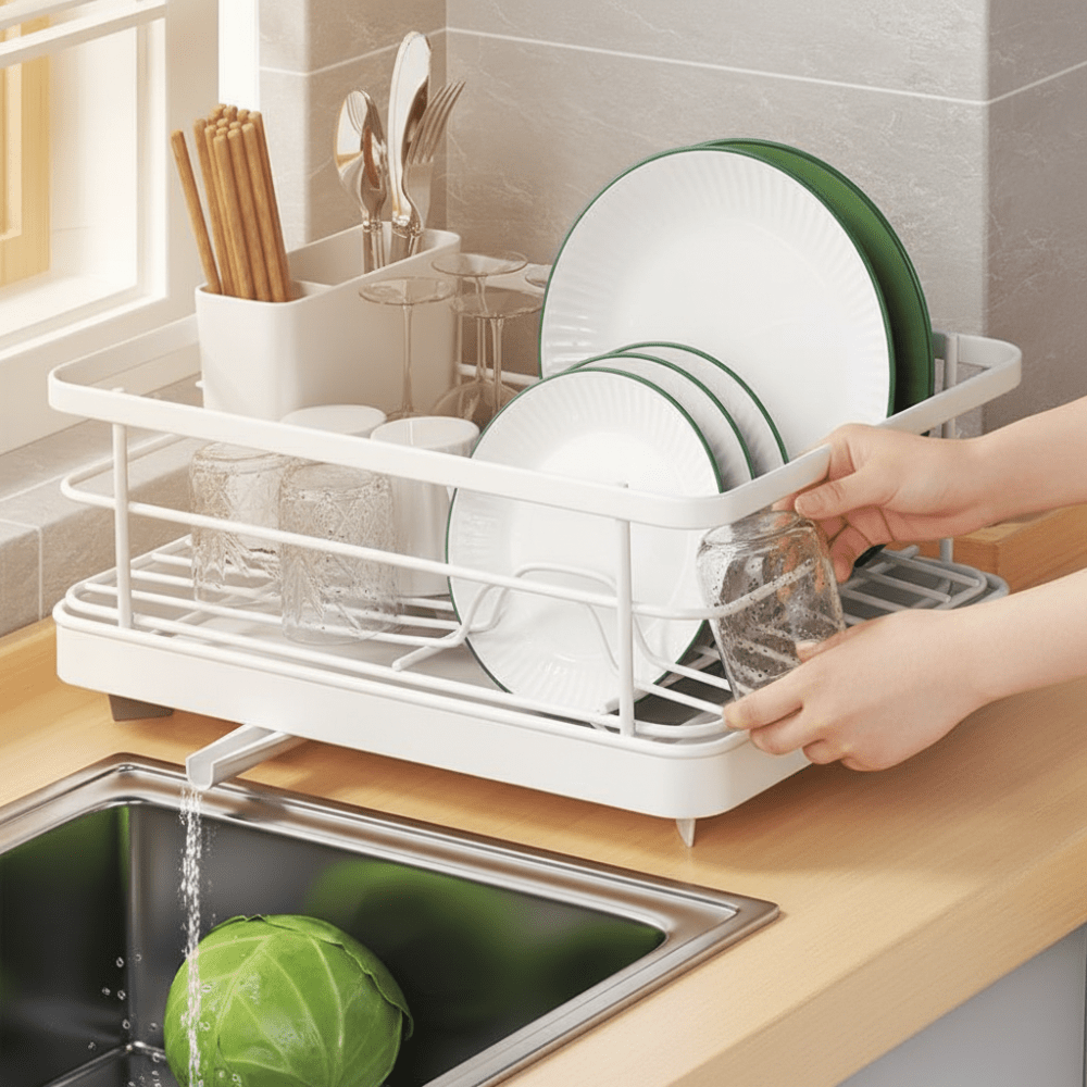 Space Saving Stainless Steel Dish Drain Rack