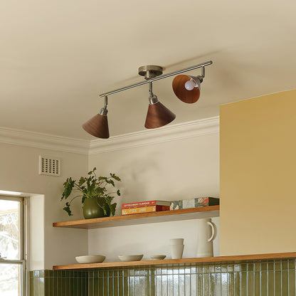 Conistra | Modern Adjustable Flush Mount Ceiling Light with Natural Wood Finish 3