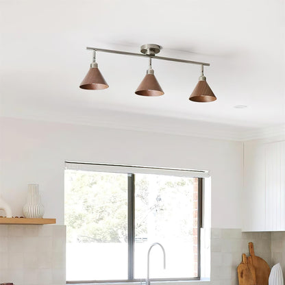 Conistra | Modern Adjustable Flush Mount Ceiling Light with Natural Wood Finish 4