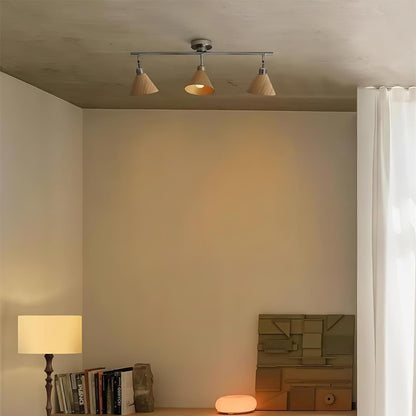 Conistra | Modern Adjustable Flush Mount Ceiling Light with Natural Wood Finish 6
