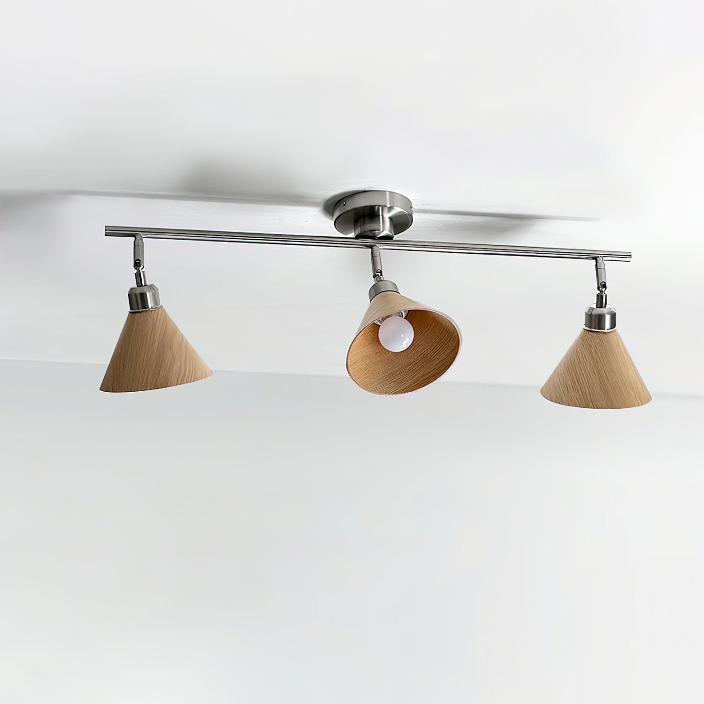 Conistra | Modern Adjustable Flush Mount Ceiling Light with Natural Wood Finish 7
