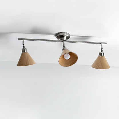 Conistra | Modern Adjustable Flush Mount Ceiling Light with Natural Wood Finish 7