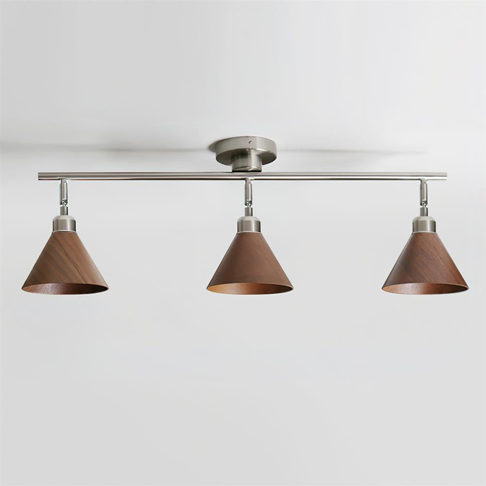 Conistra | Modern Adjustable Flush Mount Ceiling Light with Natural Wood Finish 8