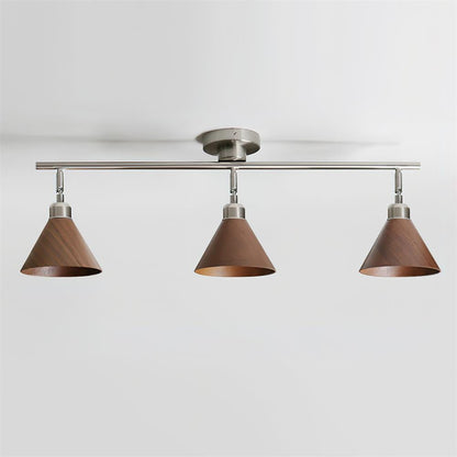 Conistra | Modern Adjustable Flush Mount Ceiling Light with Natural Wood Finish 8