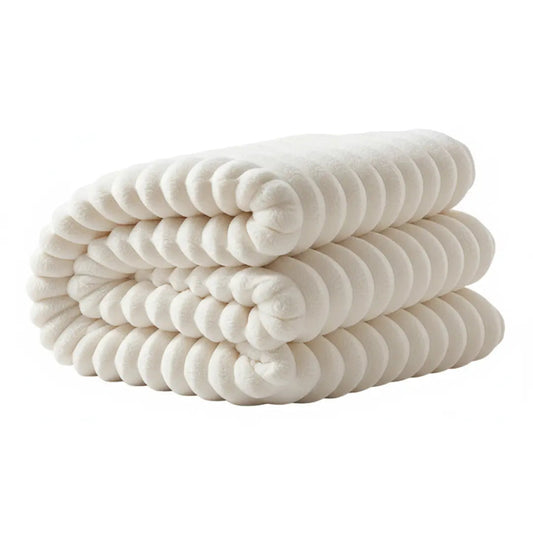 Warm Plush Beige Throw Blanket for Home Decor - Lusomart