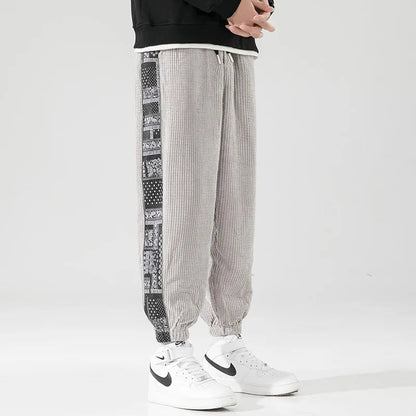 Corduroy Chic | Stylish Relaxed Fit Men's Casual Trousers with Side Print 2