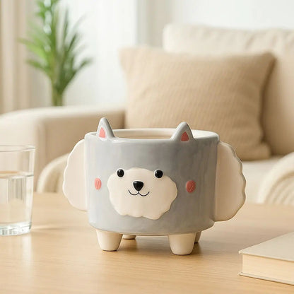 Corgi & Lamb Cartoon Ceramic Plant Pot Inovessa