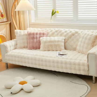 Soft Fleece Sofa Slipcover for Living Room Comfort