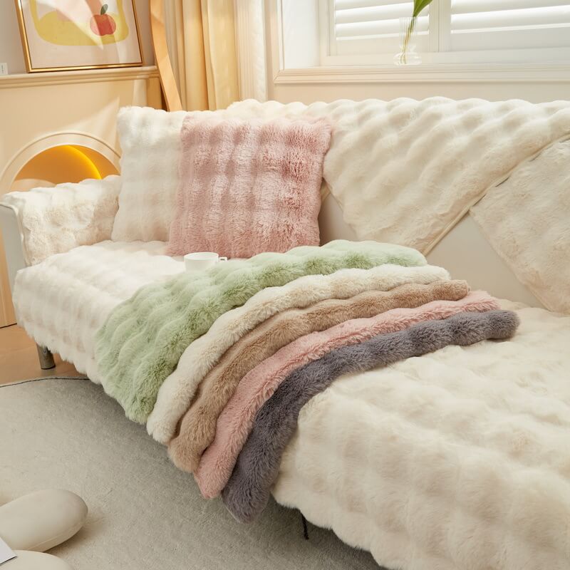 Soft Fleece Sofa Slipcover for Living Room Comfort