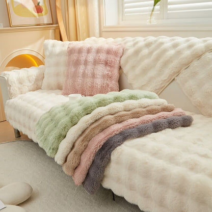 Soft Fleece Sofa Slipcover for Living Room Comfort
