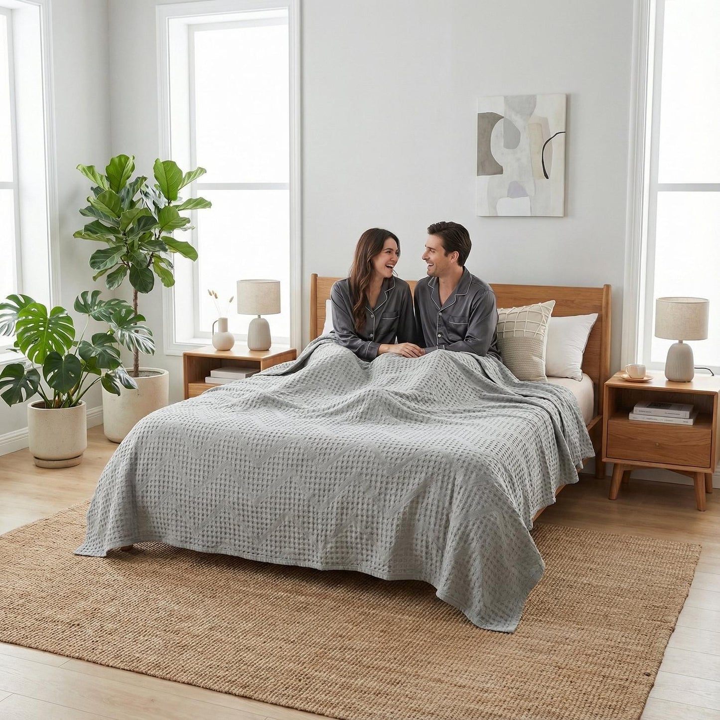 Plush Textured Weave Throw Blanket for Home Decor