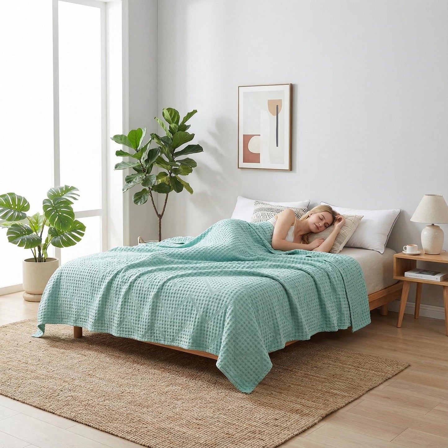 Plush Textured Weave Throw Blanket for Home Decor